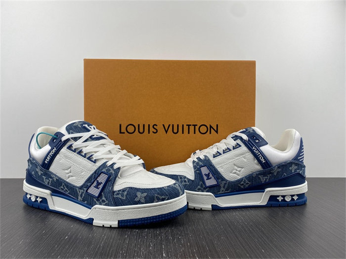 Luis Vitton LV Trainer Monogram Denim White Blue 1A9JGN