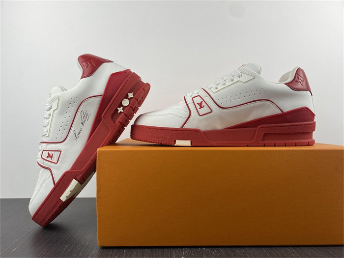 Luis Vitton Trainer White Red Signature 1AAGZO
