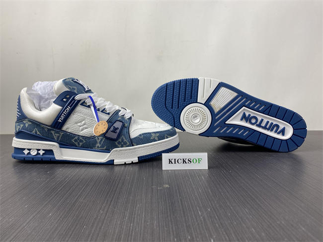 Luis Vitton LV Trainer Monogram Denim White Blue 1A9JGN