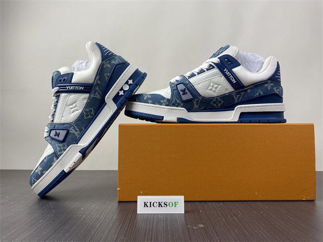 Luis Vitton LV Trainer Monogram Denim White Blue 1A9JGN